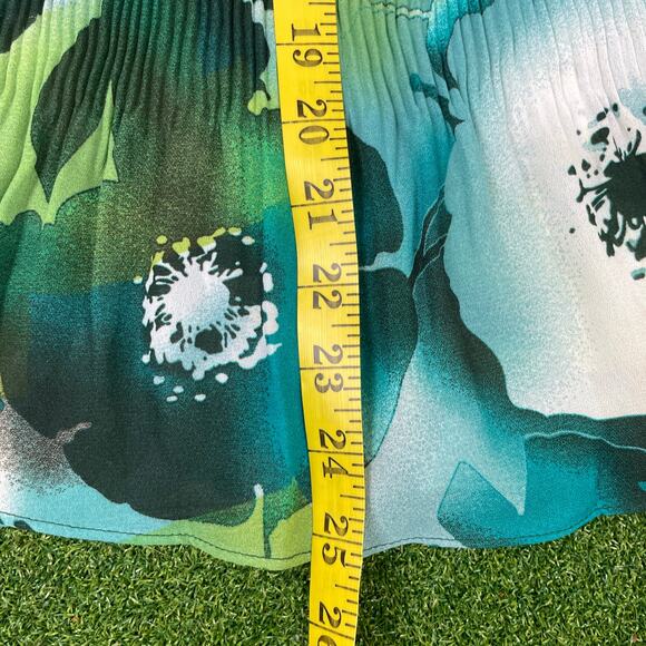 Cato Green Abstract Floral Summer Pleated Halter Mini Dress Sz M - Picture 4 of 5